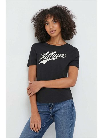 Bavlněné tričko Tommy Hilfiger černá barva WW0WW41056
