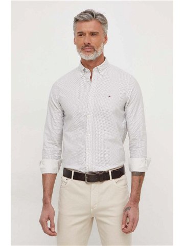 Košile Tommy Hilfiger béžová barva slim s límečkem button-down MW0MW33778