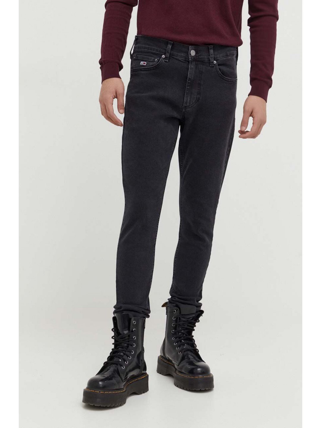 Džíny Tommy Jeans Scanton pánské černá barva DM0DM18105