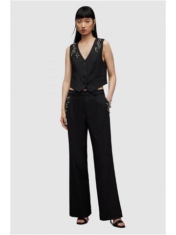 Kalhoty s příměsí vlny AllSaints Atlas černá barva široké medium waist
