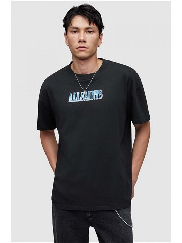 Bavlněné tričko AllSaints Quasar černá barva s potiskem
