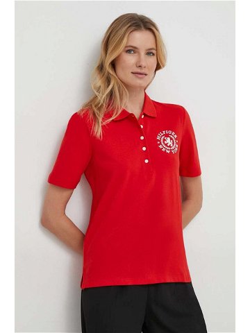 Polo tričko Tommy Hilfiger červená barva WW0WW41061