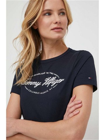 Bavlněné tričko Tommy Hilfiger tmavomodrá barva WW0WW41039