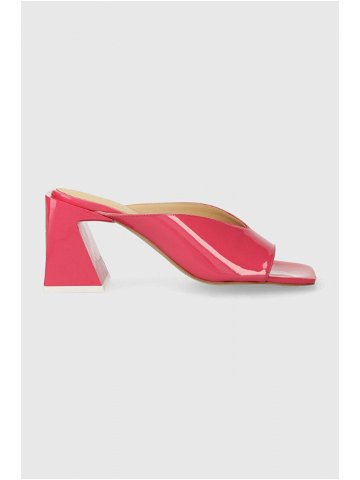 Kožené pantofle Alohas Tasha dámské růžová barva na podpatku S100167 33