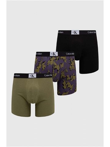 Boxerky Calvin Klein Underwear 3-pack pánské zelená barva 000NB3529E