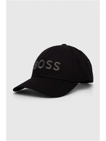 Bavlněná baseballová čepice BOSS černá barva s aplikací 50505571