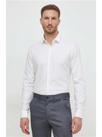 Košile Calvin Klein pánská bílá barva slim s klasickým límcem K10K112305