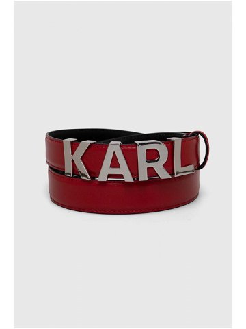 Kožený pásek Karl Lagerfeld dámský červená barva