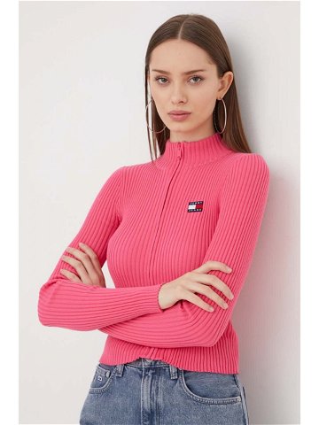 Kardigan Tommy Jeans dámský růžová barva DW0DW17243
