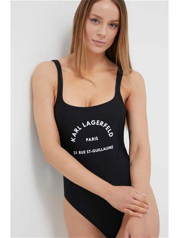 Jednodílné plavky Karl Lagerfeld černá barva měkký košík