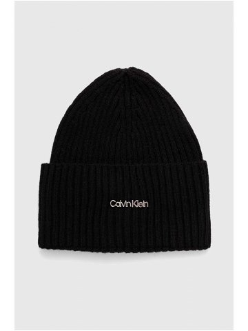 Čepice z vlněné směsi Calvin Klein černá barva K60K611401