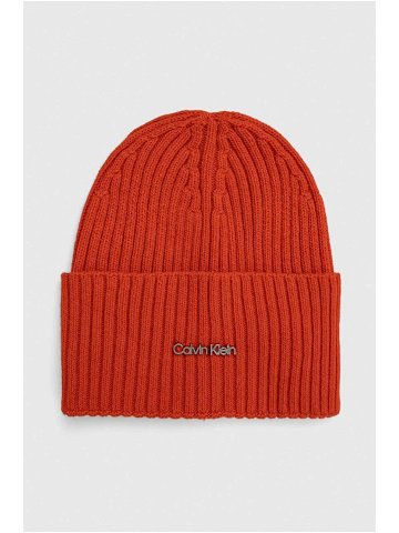 Čepice z vlněné směsi Calvin Klein oranžová barva K60K611401
