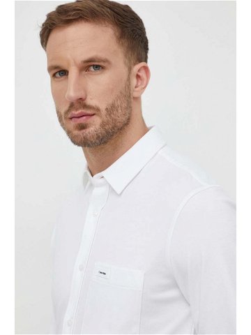 Košile Calvin Klein bílá barva slim s klasickým límcem