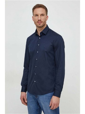 Košile Calvin Klein pánská tmavomodrá barva slim s klasickým límcem K10K112301
