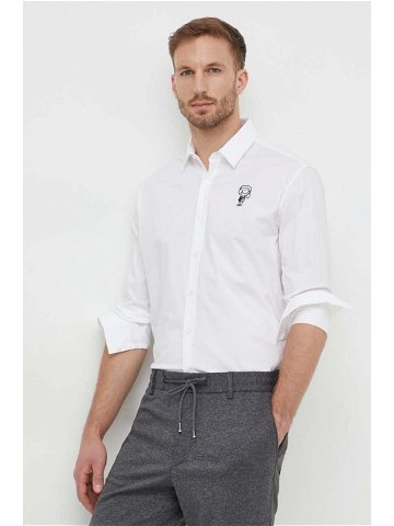 Košile Karl Lagerfeld pánská bílá barva regular s klasickým límcem