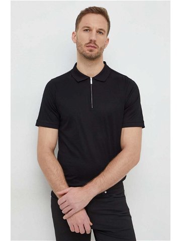 Bavlněné polo tričko Karl Lagerfeld černá barva s aplikací