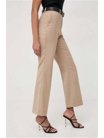 Kalhoty s příměsí vlny Ivy Oak béžová barva jednoduché high waist IO115166