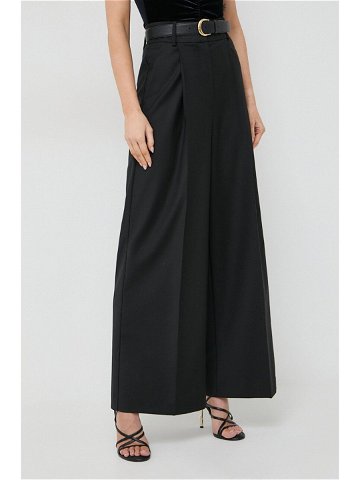 Kalhoty s příměsí vlny Ivy Oak černá barva široké high waist IO115169