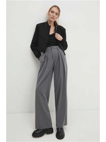 Kalhoty Answear Lab dámské šedá barva široké high waist