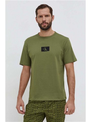Bavlněné pyžamové tričko Calvin Klein Underwear zelená barva s potiskem 000NM2399E