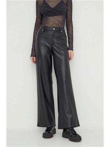 Kalhoty Karl Lagerfeld Jeans dámské černá barva široké medium waist