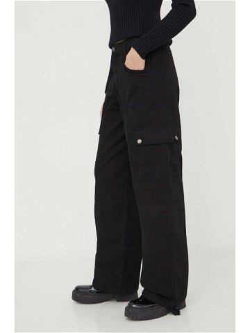 Kalhoty Guess Originals dámské černá barva jednoduché high waist