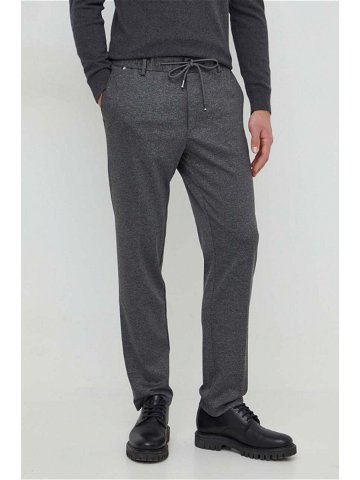 Kalhoty BOSS pánské šedá barva jednoduché 50505413