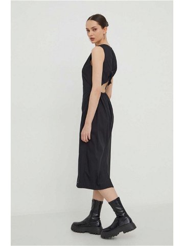 Šaty Tommy Jeans černá barva midi DW0DW17431