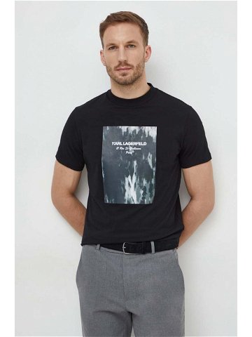 Bavlněné tričko Karl Lagerfeld černá barva s potiskem