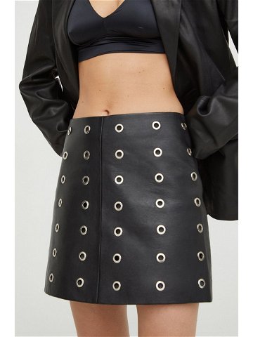 Kožená sukně 2NDDAY Edition Raffi černá barva mini pouzdrová