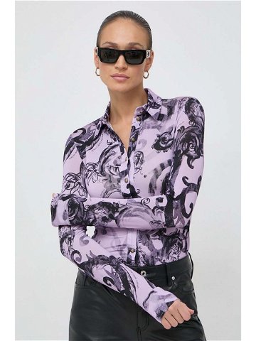 Košile Versace Jeans Couture dámská fialová barva slim s klasickým límcem 76HAL213 JS291