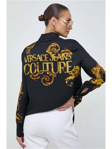 Košile Versace Jeans Couture dámská černá barva regular s klasickým límcem 76HAL2P2 NS409
