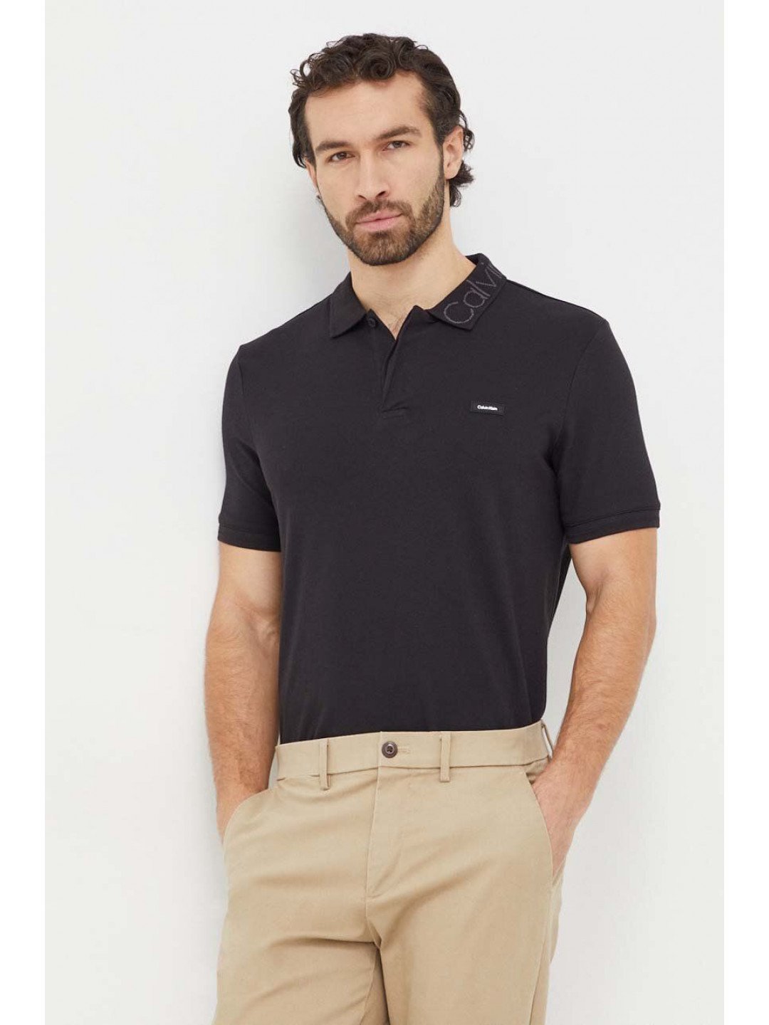 Polo tričko Calvin Klein černá barva K10K112762