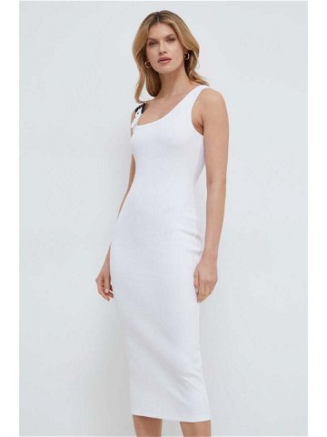 Šaty Versace Jeans Couture bílá barva midi 76HAO947 J0004