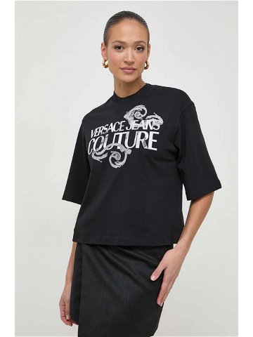 Bavlněné tričko Versace Jeans Couture černá barva 76HAHG01 CJ00G