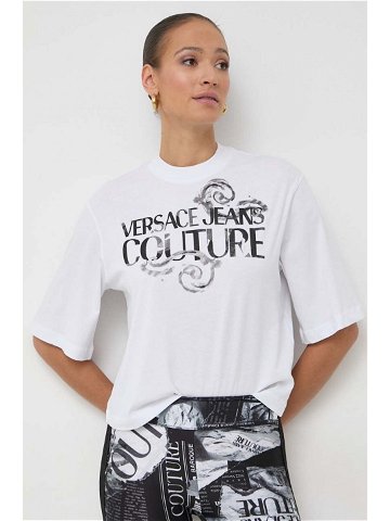 Bavlněné tričko Versace Jeans Couture bílá barva 76HAHG01 CJ00G