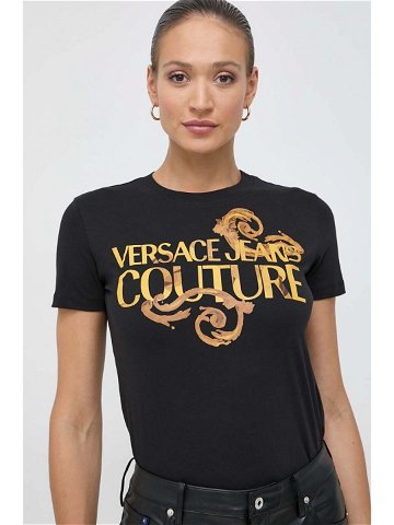 Bavlněné tričko Versace Jeans Couture černá barva 76HAHG00 CJ00G