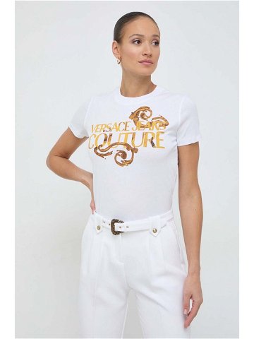 Bavlněné tričko Versace Jeans Couture bílá barva 76HAHG00 CJ00G