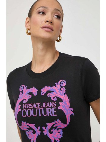Bavlněné tričko Versace Jeans Couture černá barva 76HAHG02 CJ00G