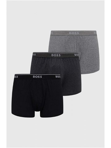 Bavlněné boxerky BOSS 3-pack šedá barva
