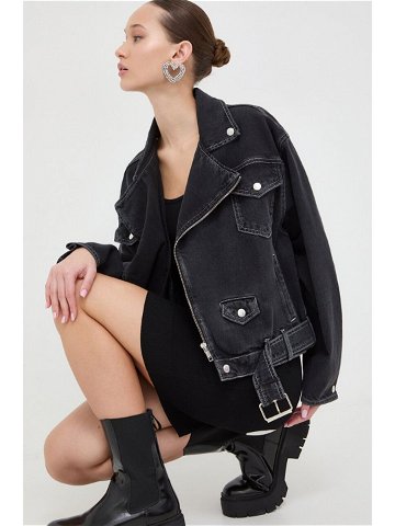 Džínová bunda Moschino Jeans dámská černá barva přechodná