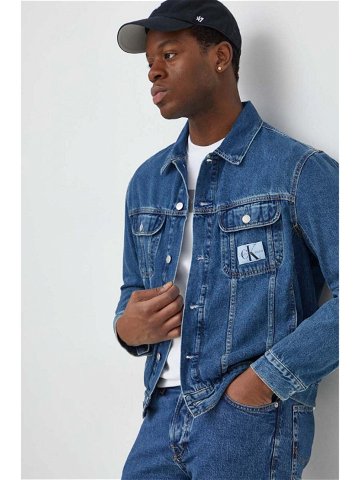 Džínová bunda Calvin Klein Jeans pánská tmavomodrá barva přechodná J30J324972