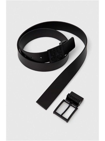 Kožený pásek HUGO pánský černá barva 50512844