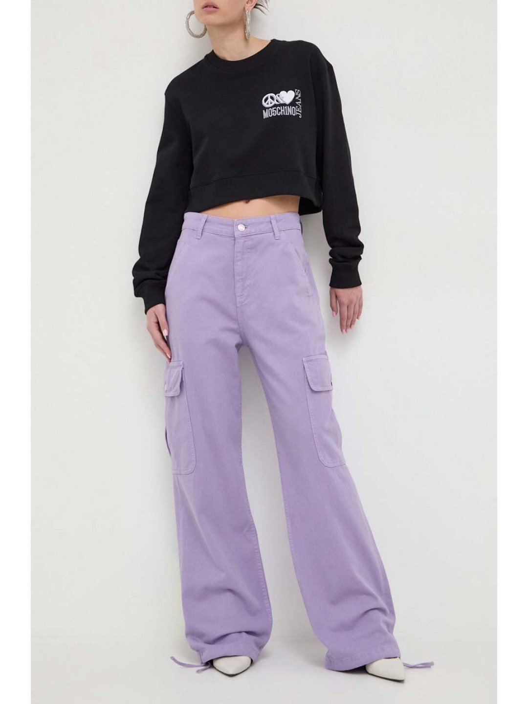 Džíny Moschino Jeans dámské fialová barva