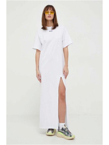 Bavlněné šaty MSGM bílá barva maxi oversize 3641MDA83 247002