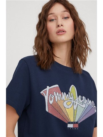 Bavlněné tričko Tommy Jeans tmavomodrá barva DW0DW17380