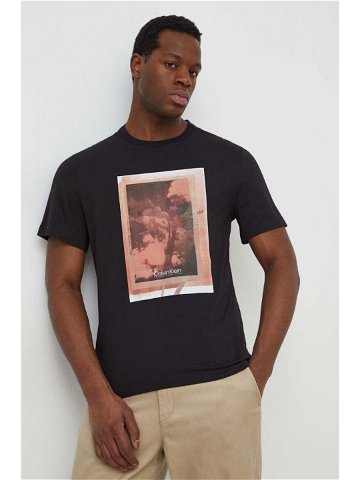 Bavlněné tričko Calvin Klein černá barva s potiskem