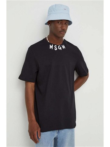 Bavlněné tričko MSGM černá barva s potiskem 3640MM118 247002