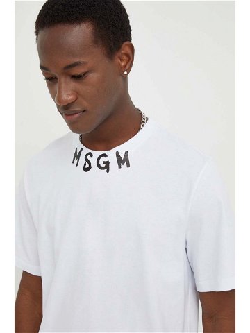 Bavlněné tričko MSGM bílá barva s potiskem 3640MM118 247002