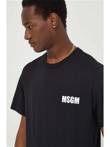 Bavlněné tričko MSGM černá barva s potiskem 3640MM130 247002
